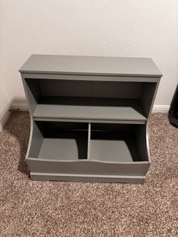 Gray Wood Bookcase with Storage