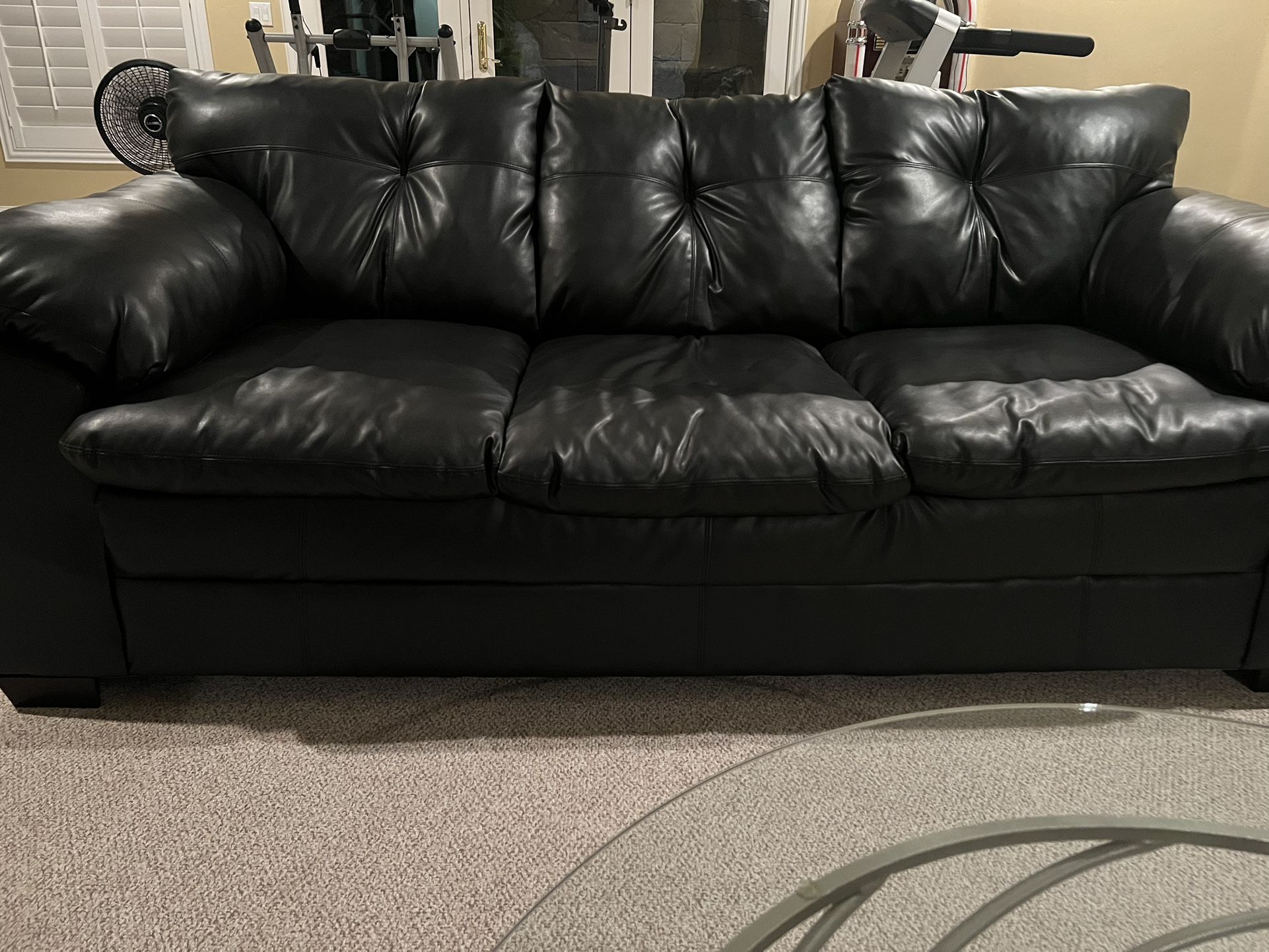 3 Piece Black Leather Couch Set
