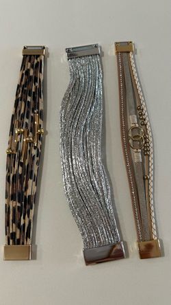 Set of 3 Magnetic Clasp Bracelets  size 71/2