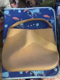 Tan Faux Leather Top Handle Handbag