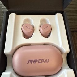 BRAND NEW IN BOX Mpow M12 Wireless Bluetooth 5.0 Earbuds Earphones Pink New in Box
