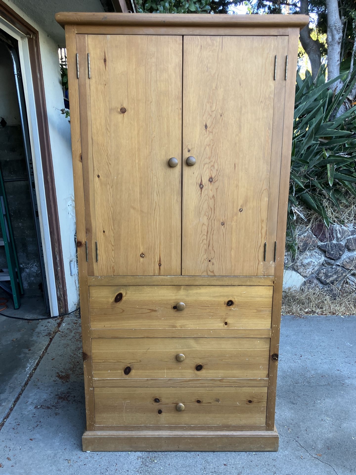 Pine Wood Armoire or TV Cabinet