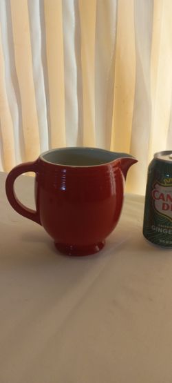 Vintage Hall China Quality Kitchenware Poppy Or Chinese Red 5-in Creamer Gravy Pitcher USA