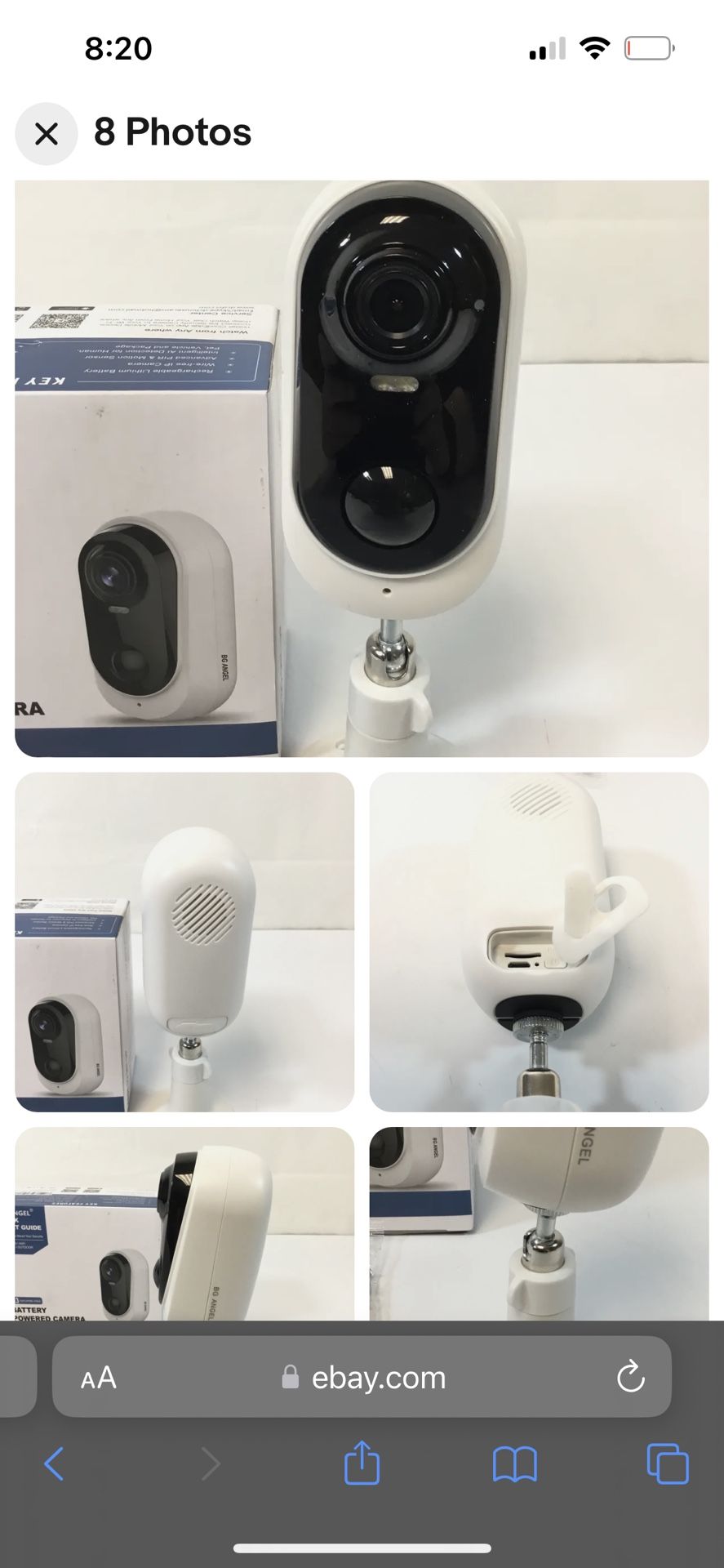 BG ANGEL White Wireless 1080P Outdoor Battery Powered Security