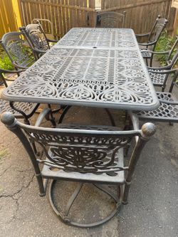 Fortunoff cast aluminum 8 chairs original price $10,000 at store . $2685 firm , no offer , no negotiation.