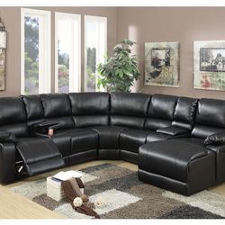 Black Sectional Sofa With Recliner And Chaise