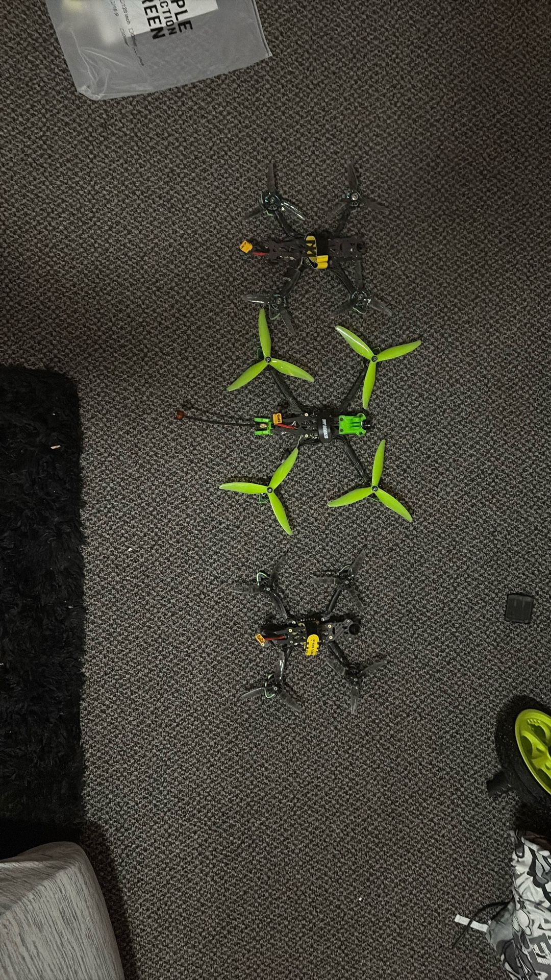 3 FPV drones 2 remotes 1 goggle 9 batteries 2 chargers