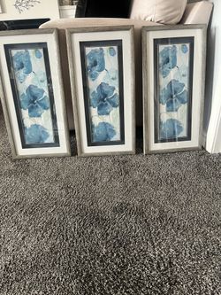 3 Beautiful Glass Framed Wall Hangings-Brand New 