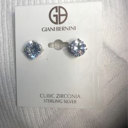 Earrings Sterling Silver Large Cubic Zirconia