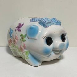 Vintage Ceramic Floral Piggy Bank