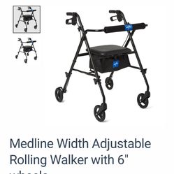 Medline Width Adjustable Rolling Walker with 6" wheels