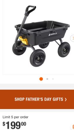 7 cu. ft. Heavy Duty Plastic Dump Garden Cart, 1200 Ibs. Capacity, Pull/Tow Handle Design