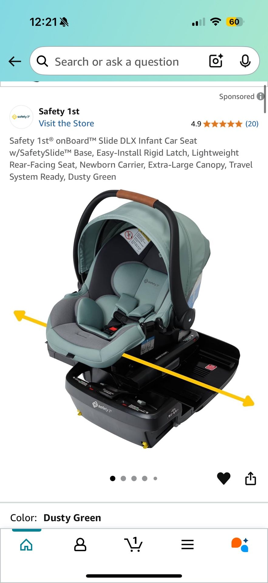 Safety 1st® onBoard™ Slide DLX Infant Car Seat w/SafetySlide™ Base