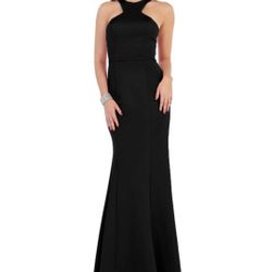MayQueen Black Cutout Halter Gown And Shawl