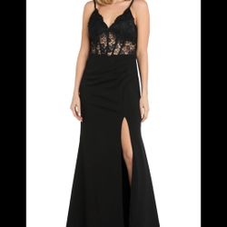 Black Lace Corset Dress With Side Slit