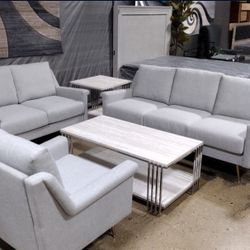 3 PC Mid Century Modern Style Sofa Loveseat And Chair(New)