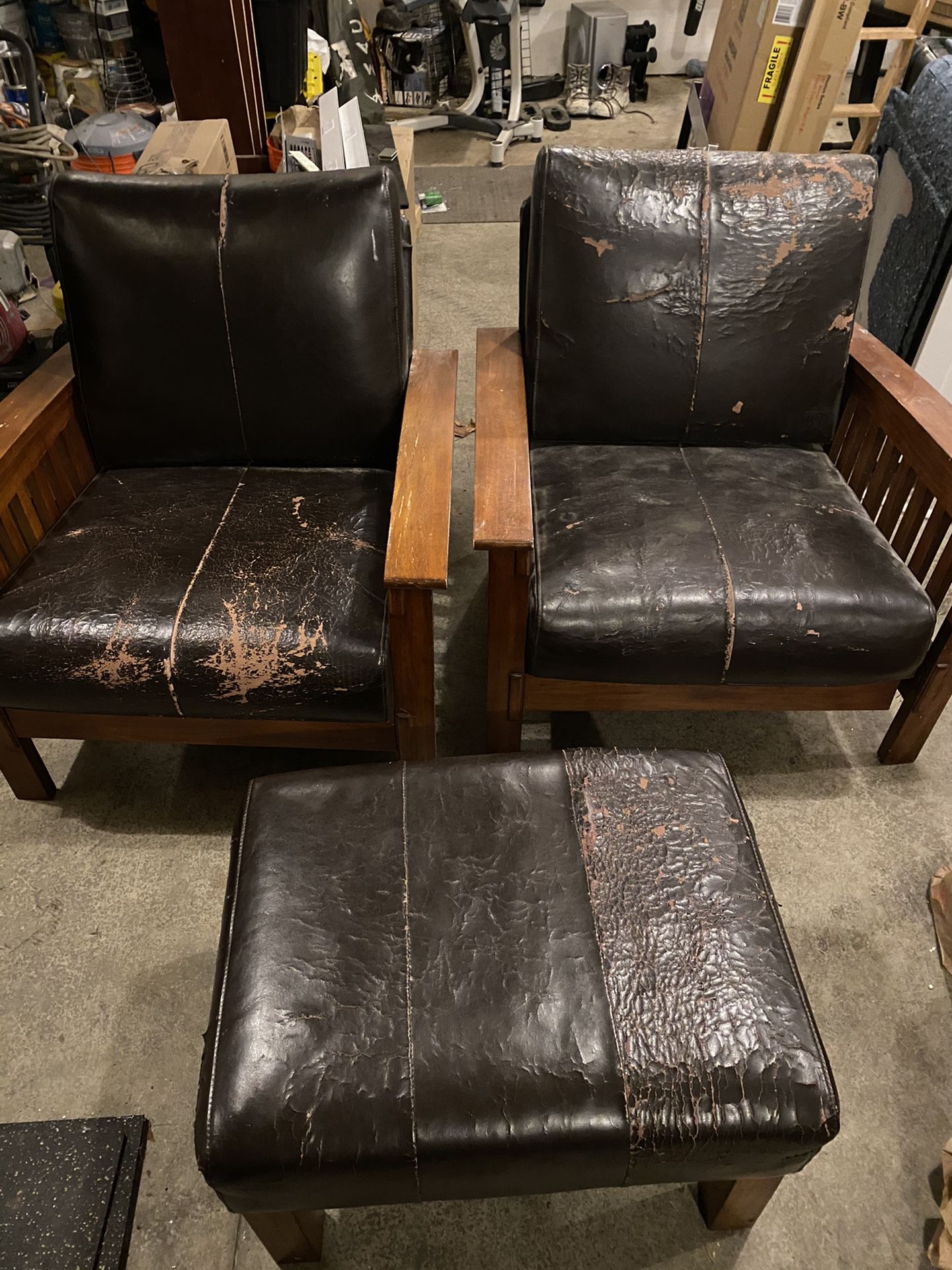 Free! Mission Style Chairs And Ottoman