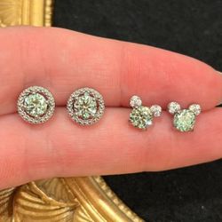 2 Pairs Moissanite Silver Earrings 