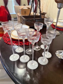 Tall Glass Candle Holders / Stemmed Tealight Set of 14 ✨