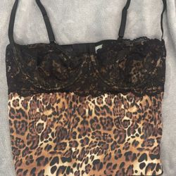 Women's Brown Leopard Print Mesh Lace Patchwork Sexy Camisole Top, Versatile For Outings, Date Nights, Theme Parties, Celebrations