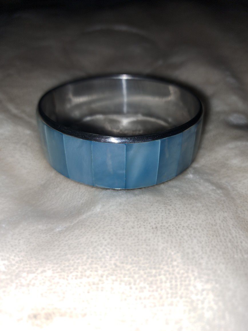 Blue Tint Mother Of Pearl With Silver Trim And Inside