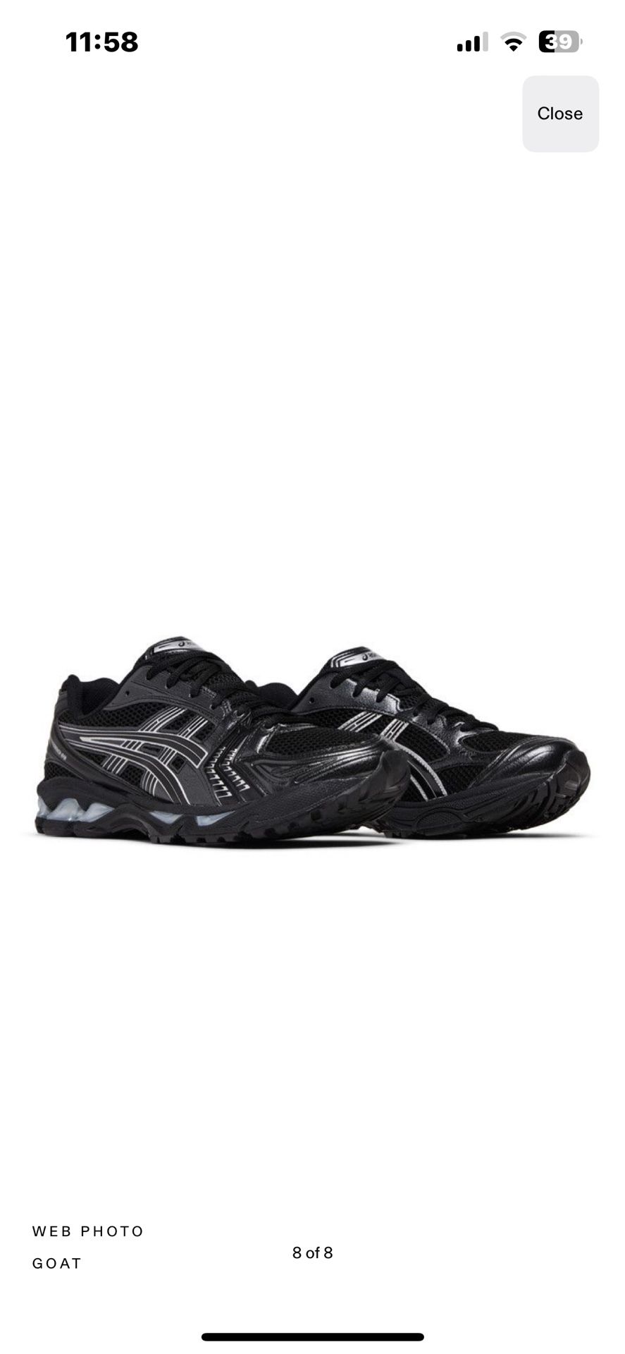 ASICS Gel Kayano 14 Black Pure Silver Size 11