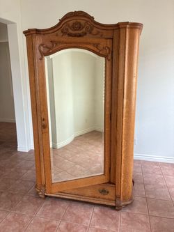 Victorian Oak Armoire w mirrored door