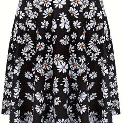 Daisy black-and-white skater skirt