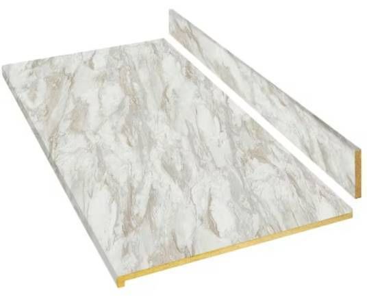 Hampton Bay 4 ft. Straight Laminate Countertop Kit Included in Textured Drama Marble with Eased Edge and Backsplash