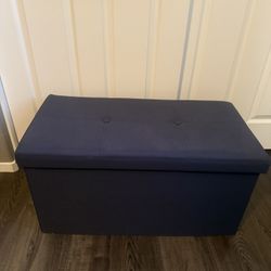 Dark Blue Storage Ottoman