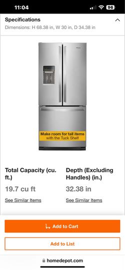 Whirlpool 19.7 cu. Ft. Refrigerator