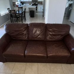 Brown Leather Couch 