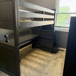 Bunk Bed Twin Over Twin With Staircase Weathered GREY Or Loft With desk From Rooms4kids PAID 2k