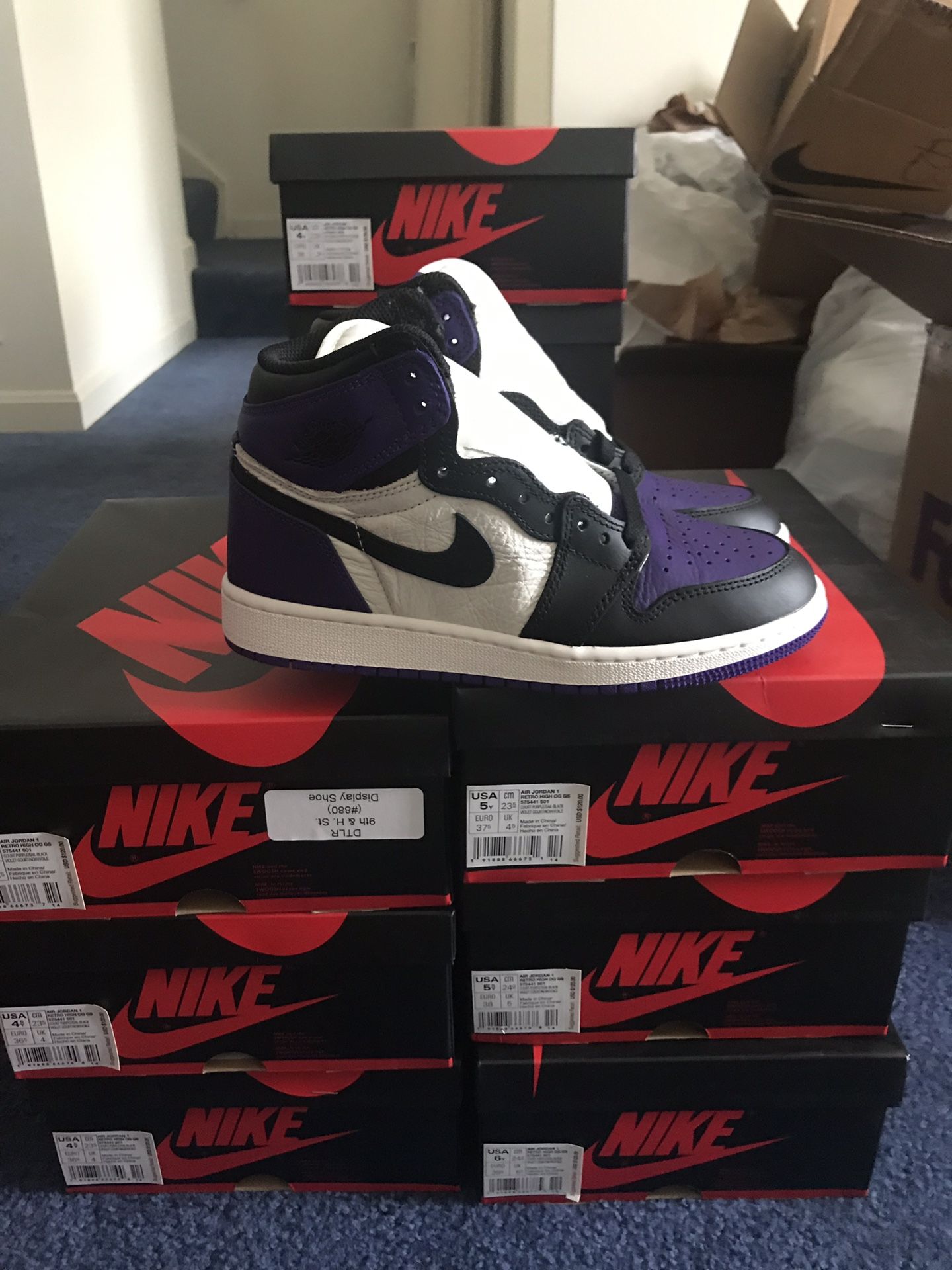 BRAND NEW NIKE AIR JORDAN 1 HIGH COURT PURPLE SIZES 4.5-6