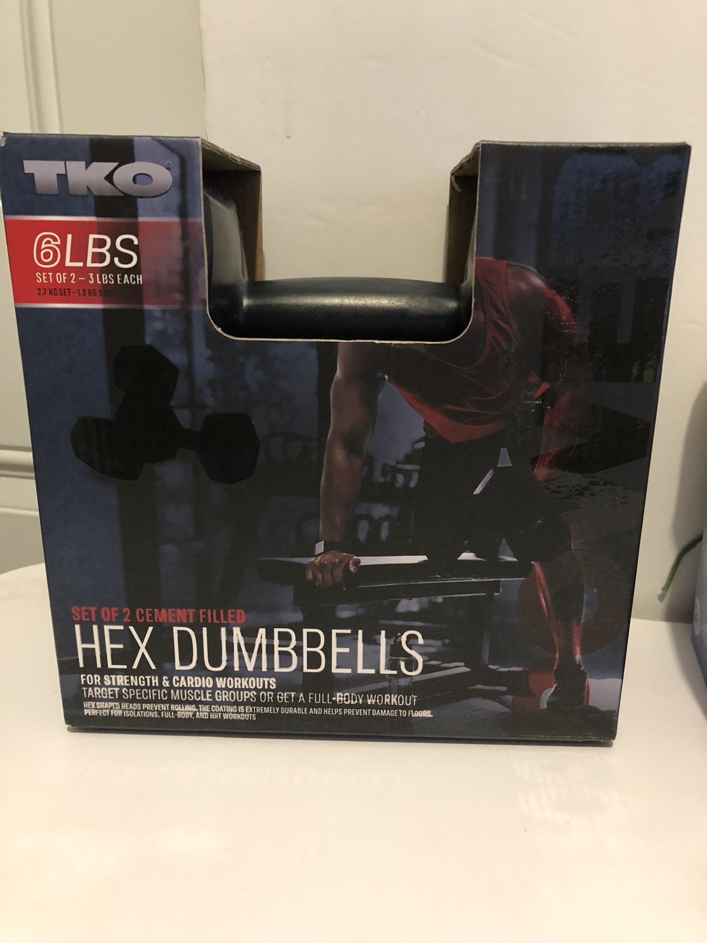 TKO Set Of 2 Cement Filled Hex Dumbbells 6 Pounds…. 3 Pounds Each.