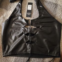 Fashion Nova Leather Halter Top