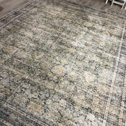 New Dark Green, Brown, Beige Washable Rug 8×10