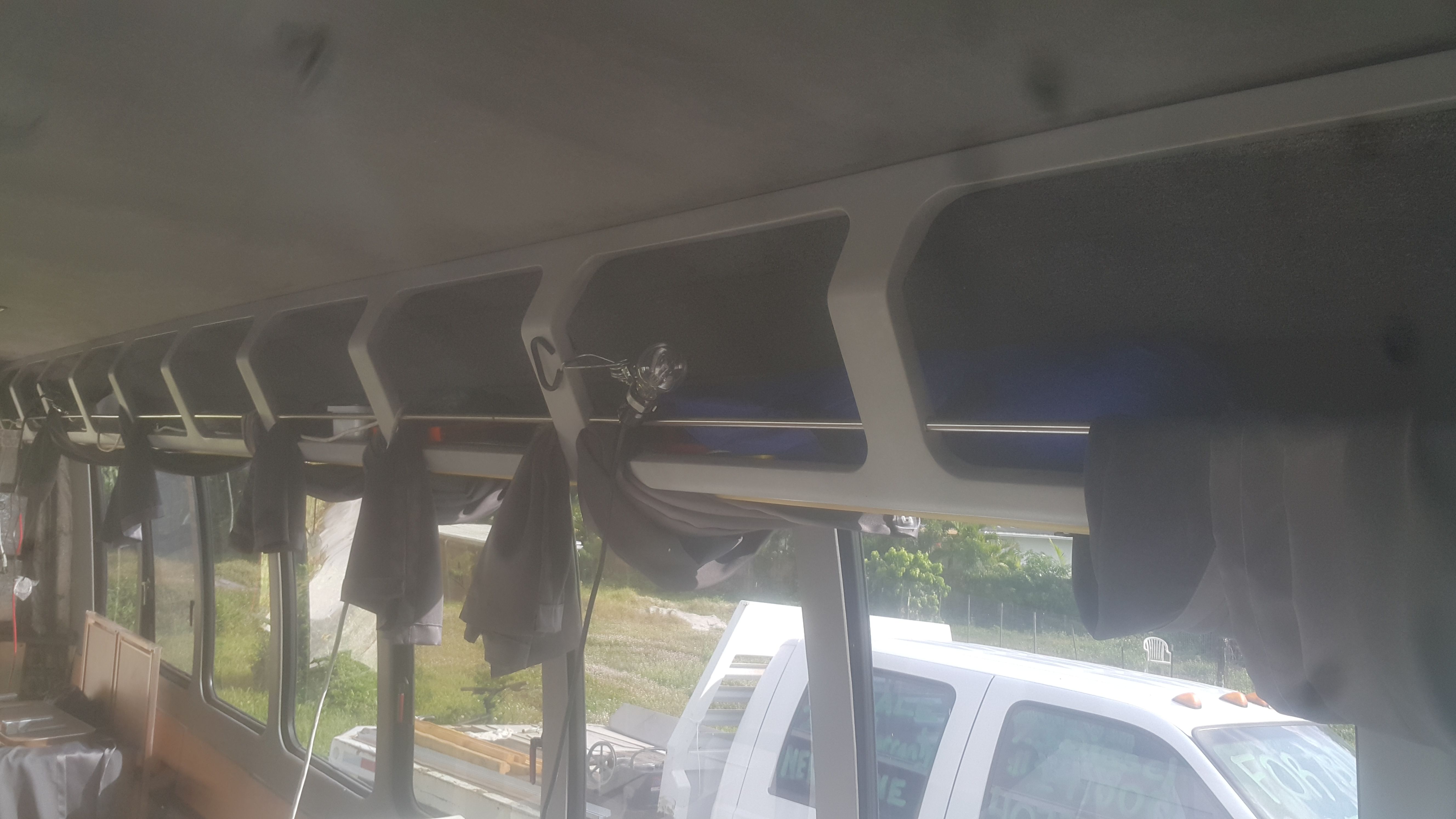 Shuttle bus overhead cabinets/RV schoolie, school bus garage storage