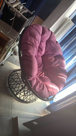 Papasan Chair with Purple Cushion
