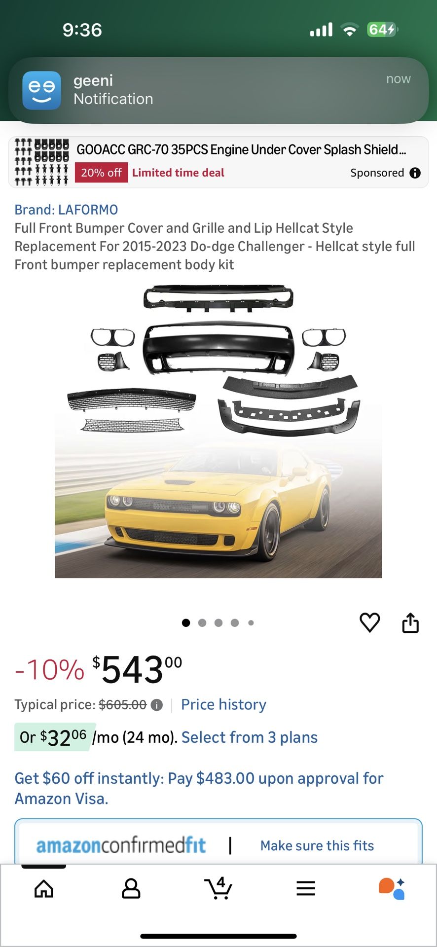 Hellcat FULL FRONT BUMPER BRAND NEW