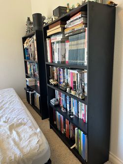 2 black bookshelves - must pick up
