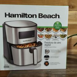 Hamilton Beach 5.3 Quart Digital Air Fryer Oven with 8 Presets, Easy to Clean Nonstick Basket, Black (35075)