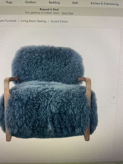 Genuine Sheepskin Blue Chair
