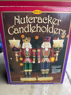 Vintage Christmas Nutcracker Candle Holders – Set of 2 Holiday Decorations