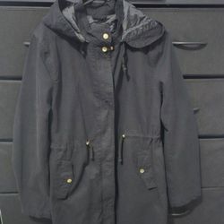 Black Long Utility Parka Jacket