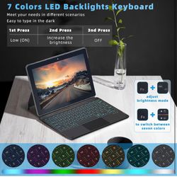 Qulose Keyboard Case for Surface Go (3/2/1) - Black, 7 Color Backlight, Magnetic Detachable, Rechargeable Bluetooth Keyboard with Trackpad