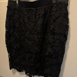 New With Tags XL Lace Black Skirt Knee Length.