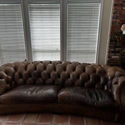 Hancock and Moore tufted leather sofa
