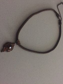 Antique Brown Metallic choker with brown crystal pendant