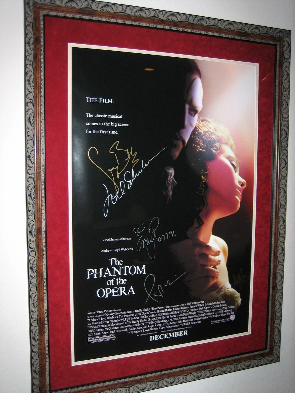 The Phantom of the Opera Film signed/autographed Poster. Gerard Butler.